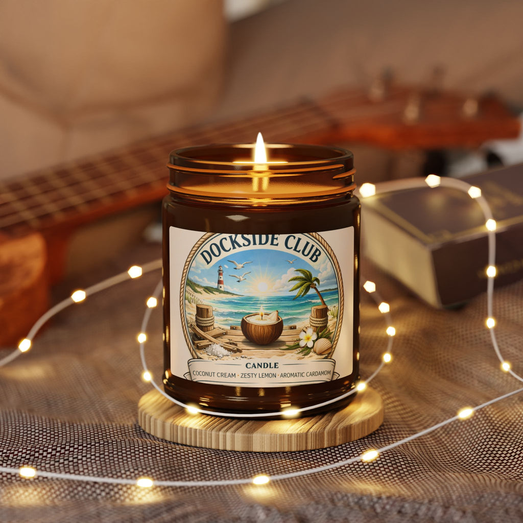 Dockside Club Scented Soy Candle | Coconut Cream + Cardamom | Amber Jar