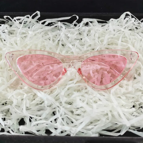 2022 Cat Eye Sunglasses Retro Female Eyewear - Clear Pink UV400