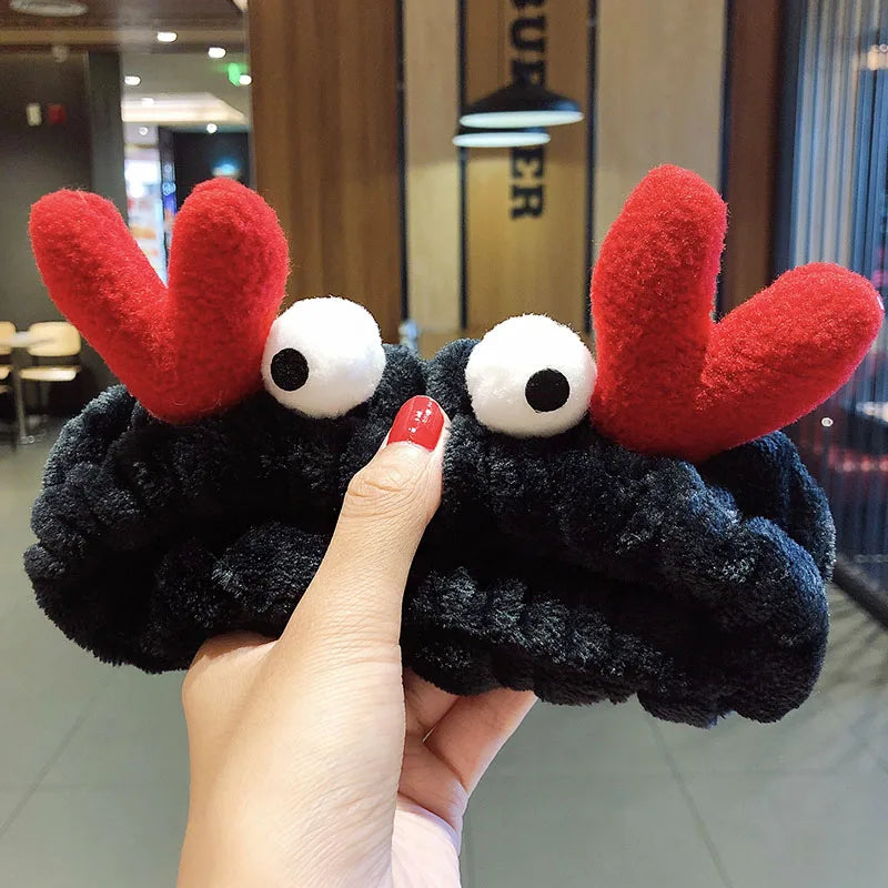 Soft Warm Coral Fleece Bow Animal Ears Headband for Wash Face