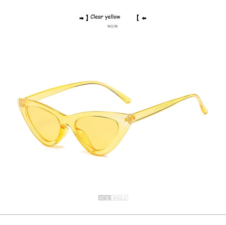 2022 Cat Eye Sunglasses Retro Female Eyewear - Clear Pink UV400
