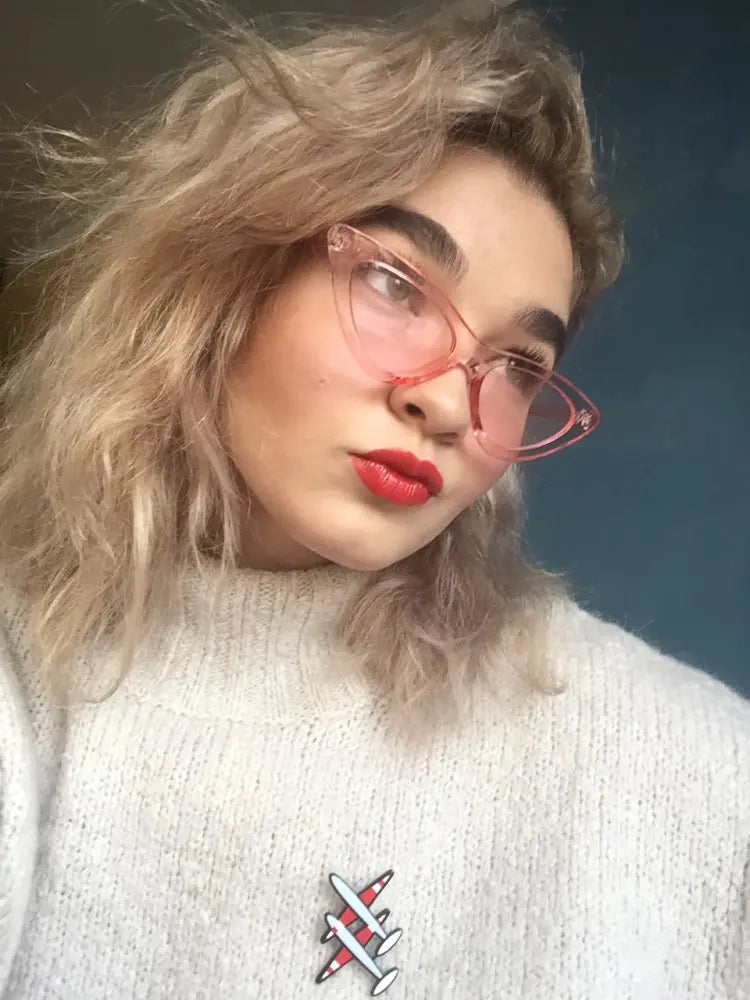 2022 Cat Eye Sunglasses Retro Female Eyewear - Clear Pink UV400