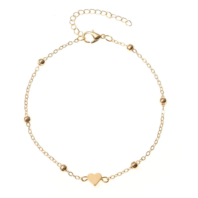 Trendy Beads Multilayer Summer Heart Anklet Bohemian Vintage