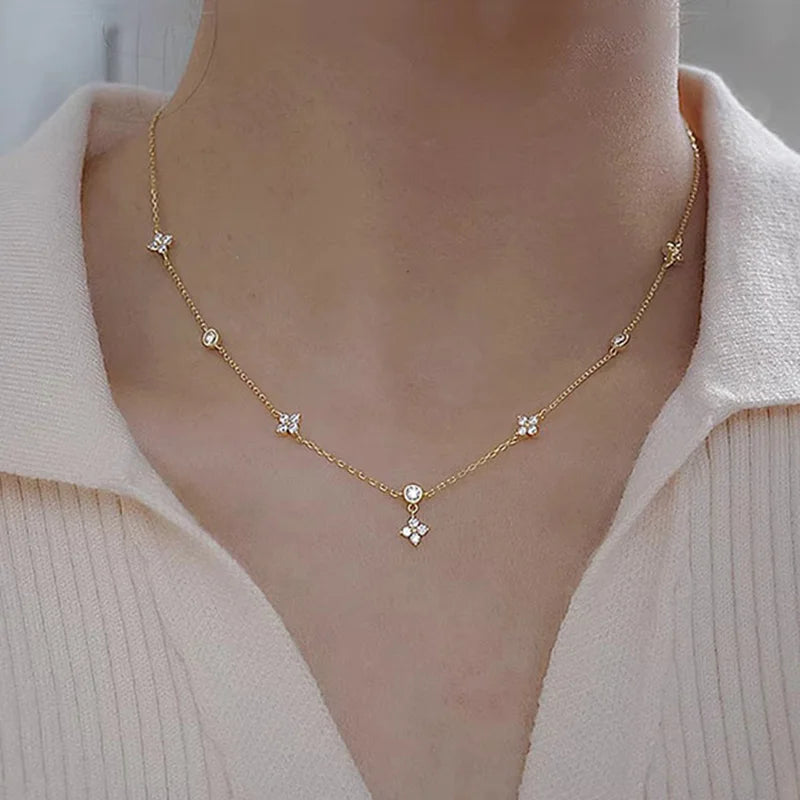 Dainty Lucky Leaf Necklace 925 Sterling Silver 14K Gold Plating