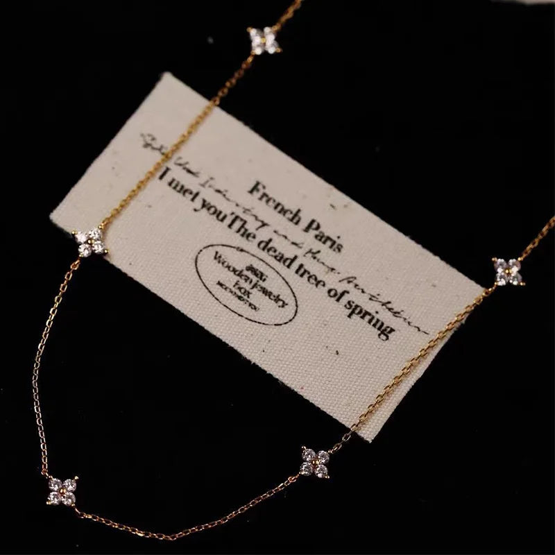 Dainty Lucky Leaf Necklace 925 Sterling Silver 14K Gold Plating